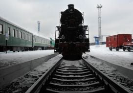 The locomotive in the museum under the open sky