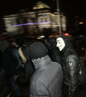 Participants of march Neo Nazis in memory of the victims