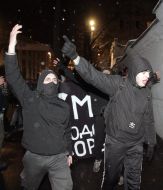 Participants of march Neo Nazis in memory of the victims