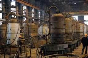 Stove area on the production of titanic sponge