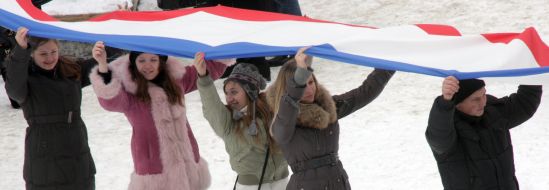 The participants of action the Living card of Crimea