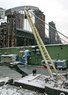 Fallen in the Dnipro floating crane repair by spring