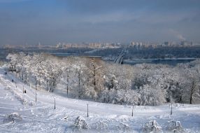 Kind on a snow-bound park
