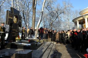 Participants of ceremony of laying-on of flowers