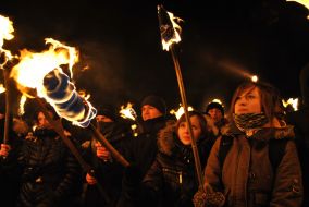 Participants of peaceful procession