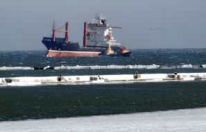 Frozen off-shore bar exterminating in Odessa port