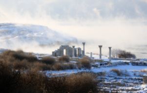 Snow near the basilica in Khersones