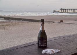 Empty bottle of champagne