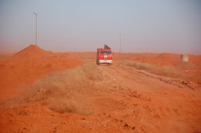 Firemen waters of slime storage