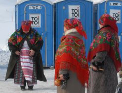 Participants of street festivities