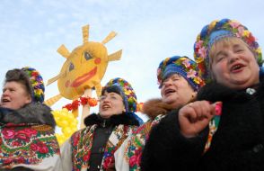 Participants of street festivities