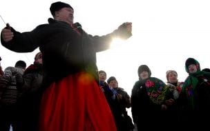 Participants of street festivities