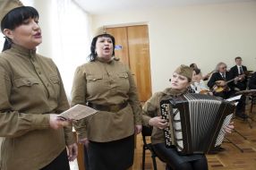 Participants of solemn plenum of regional Zhytomyr organization of veterans