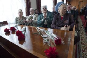 Participants of solemn plenum of regional Zhytomyr organization of veterans