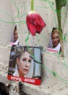 Placards with representing Yuliya Timoshenko