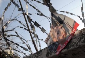 Placard with representing Yuliya Timoshenko