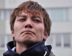 Action participant cries