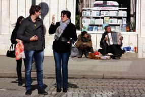 Gypsy plays the accordion