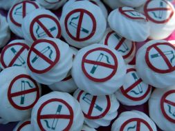 Pastries with representing a sign "smoking forbidden"