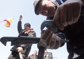 Participant of competition of sanitary technician