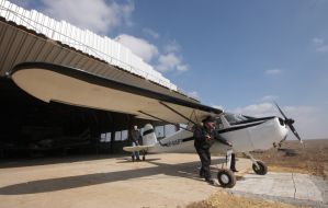 Sergey Shevchuk near the Cessna-140 aircraft