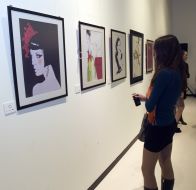 Visitors on an exhibition