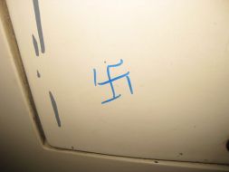 Splattered with graffiti carriage of train