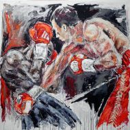 Painting Armin Flossdorfa "Fight Wladimir Klitschko - Jean-Marc Mormeck"