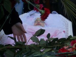 Coffin with the body of Oksana Makar