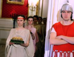 Models are antique gold wreaths