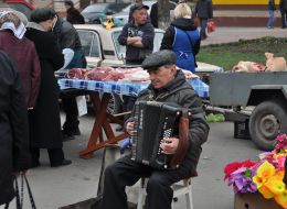 A man plays the accordion
