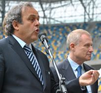 Michel Platini and Grigoriy Surkis 