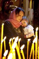 Mother and child at the divine service