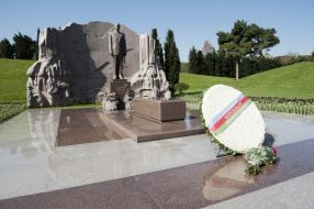 The monument to Heydar Aliyev on his grave