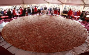 Preparation of the biggest pizza in Ukraine