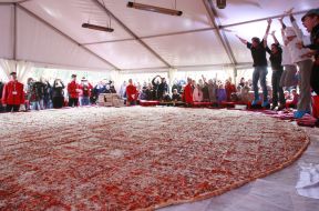 Preparation of the biggest pizza in Ukraine