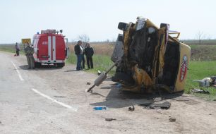 Overturned minibus