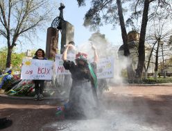 Участники акции протеста «Нет - мутациям в стране!»