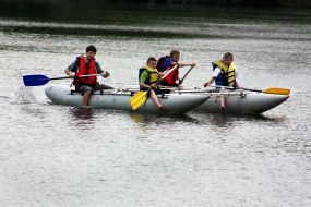 Children on a catamaran 