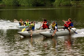 Children on a catamaran