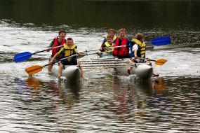 Children on a catamaran