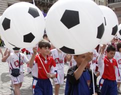 Participants of festive parade