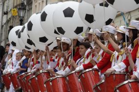 Participants of festive parade