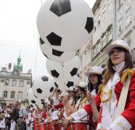 Participants of festive parade