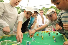 Children playes in soccer