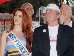 Delphine Wespiser and  Alain Delon