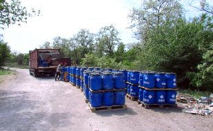 The barrels of toxic chemicals