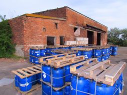 Barrels with pesticide