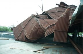 Disturbed roof of museum of history of Zaporozhia the cossacks