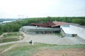 Disturbed roof of museum of history of Zaporozhia the cossacks